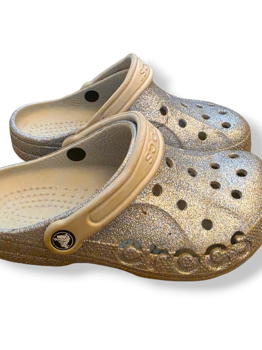 Crocs Classic Glitter Clog - Silver Unisex Men 4 Women 6 - Picture 5 of 11